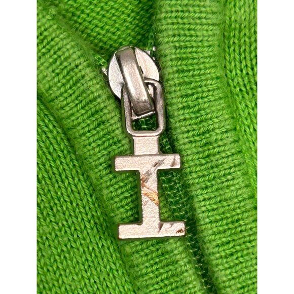 VTG IZOD Womens XL Preppy Argyle Zip Cardigan Bright Green Cotton Sweater - Picture 12 of 14